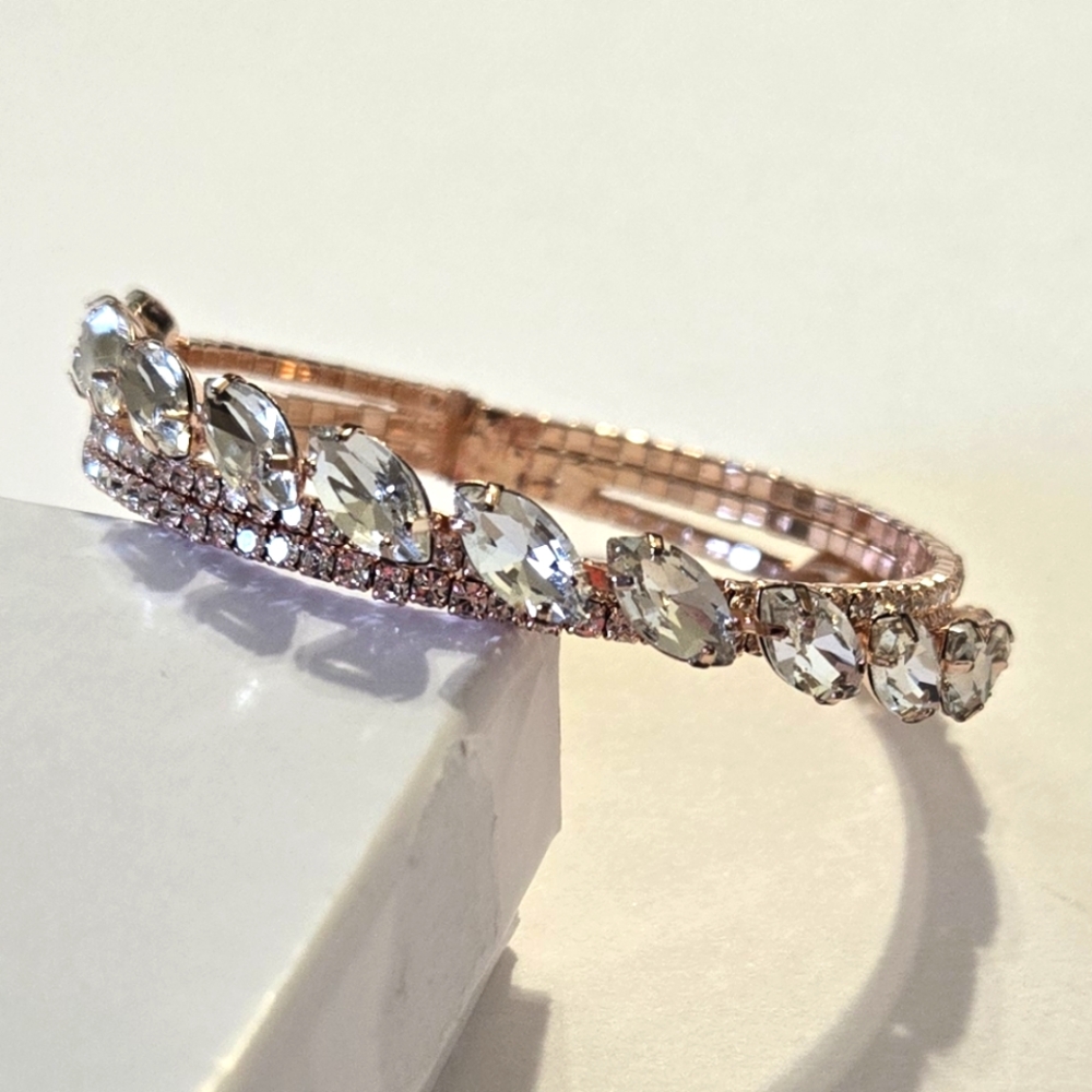 Cézanne Rose Gold Tone Bracelet With White Stones